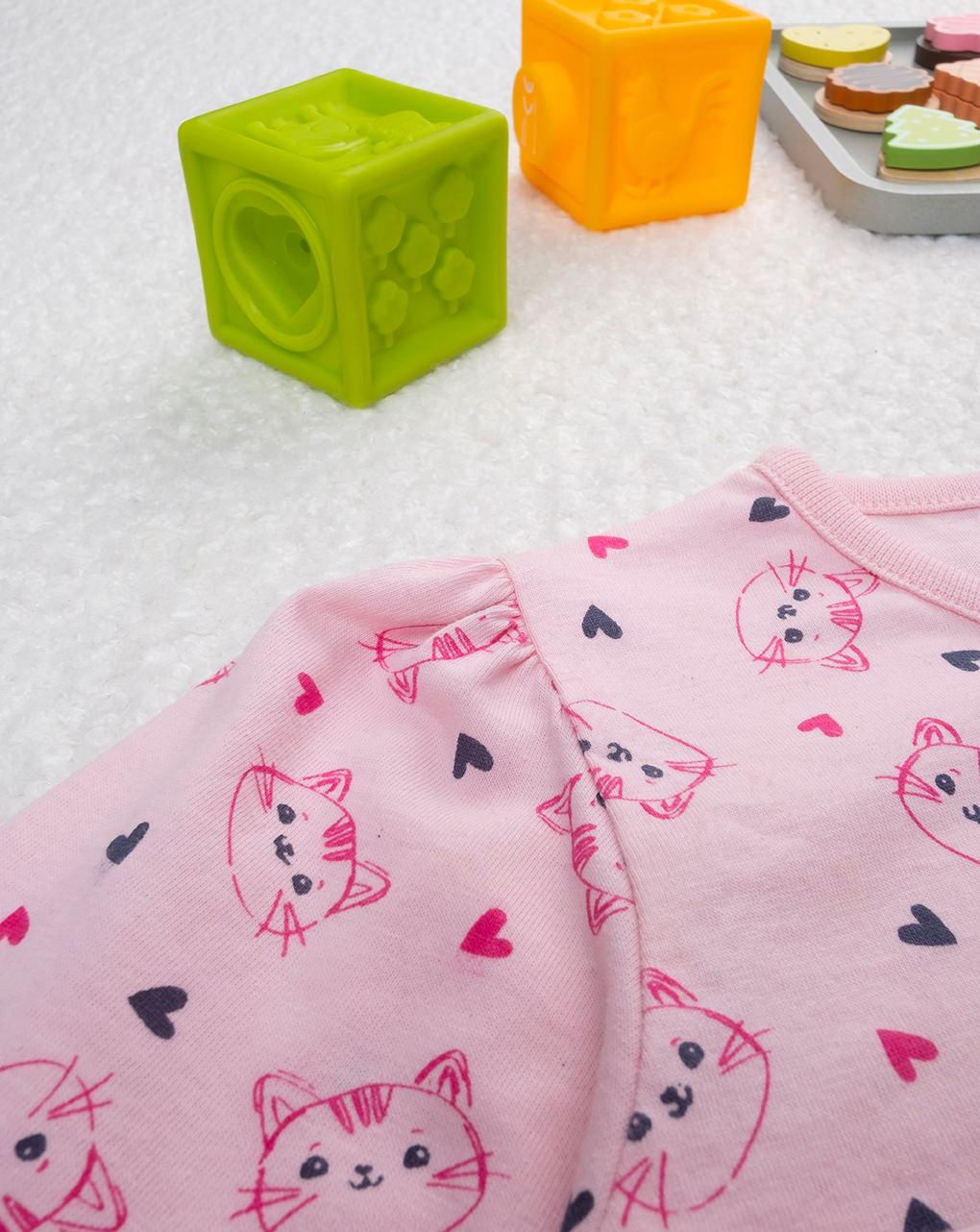 Pigiama bimba blu/rosa gatti allover