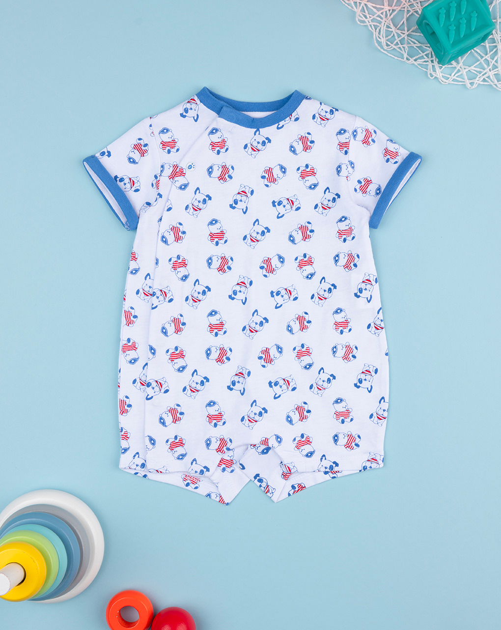 Tutina bimbo bianco/blu cagnolini