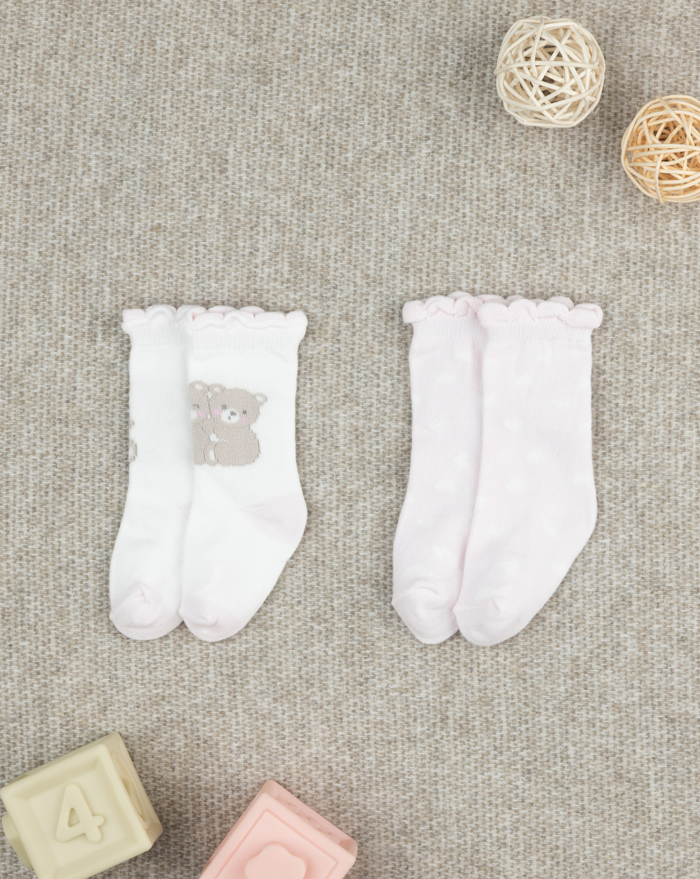 Pack 2 gambaletti bambina con ricami