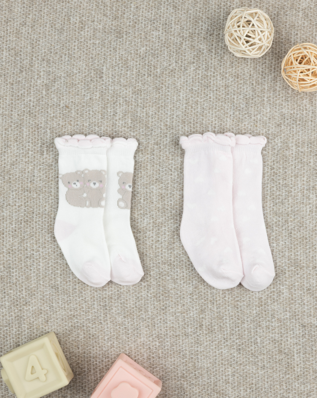 Pack 2 gambaletti bambina con ricami