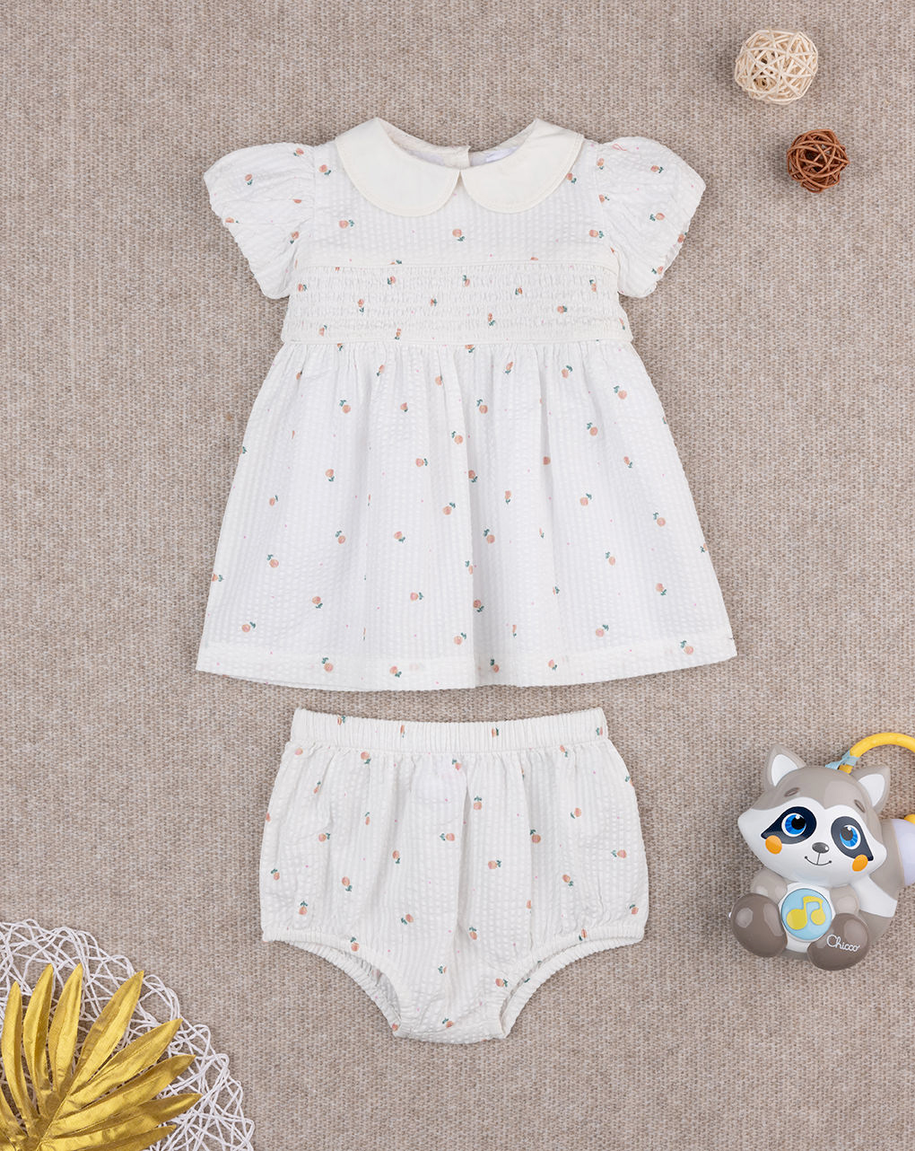 Abito bimba bianco con micro fiori