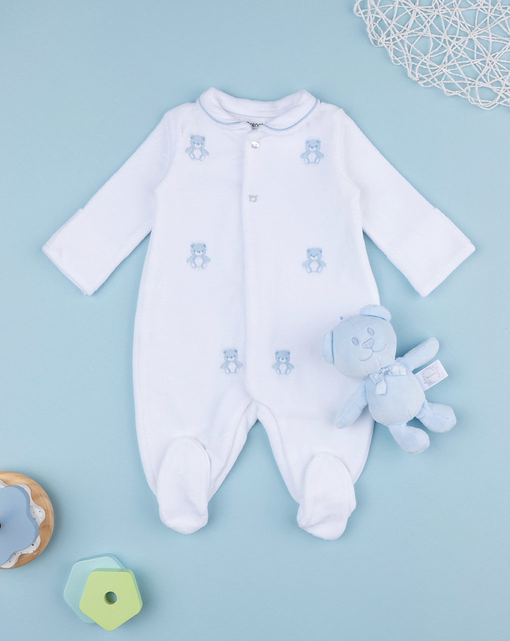 Tutina neonato bianca con orsetto omaggio