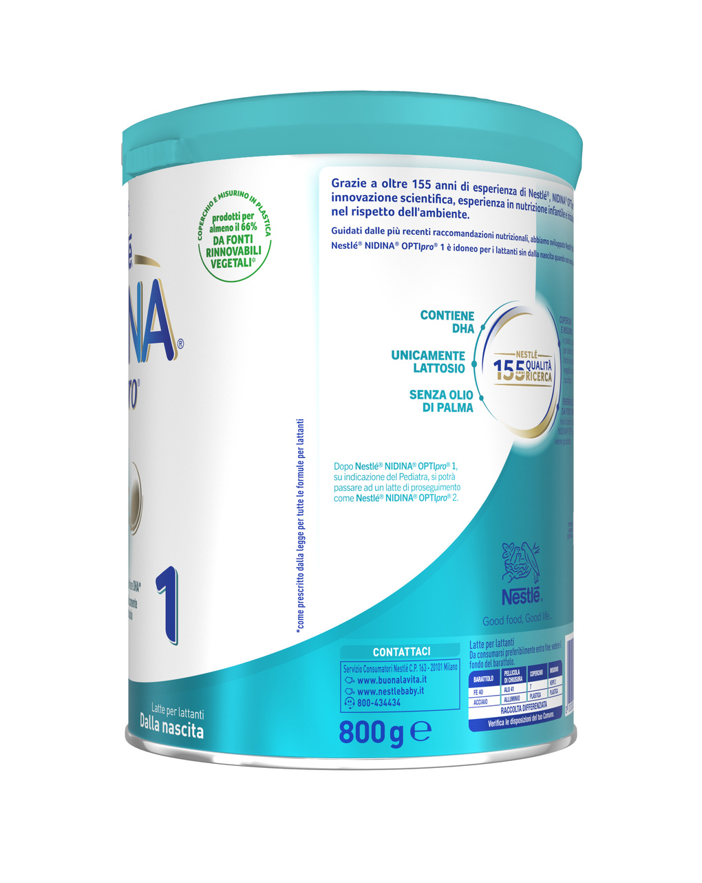 Nidina optipro 1 dalla nascita latte per lattanti in polvere 800g - nestlé