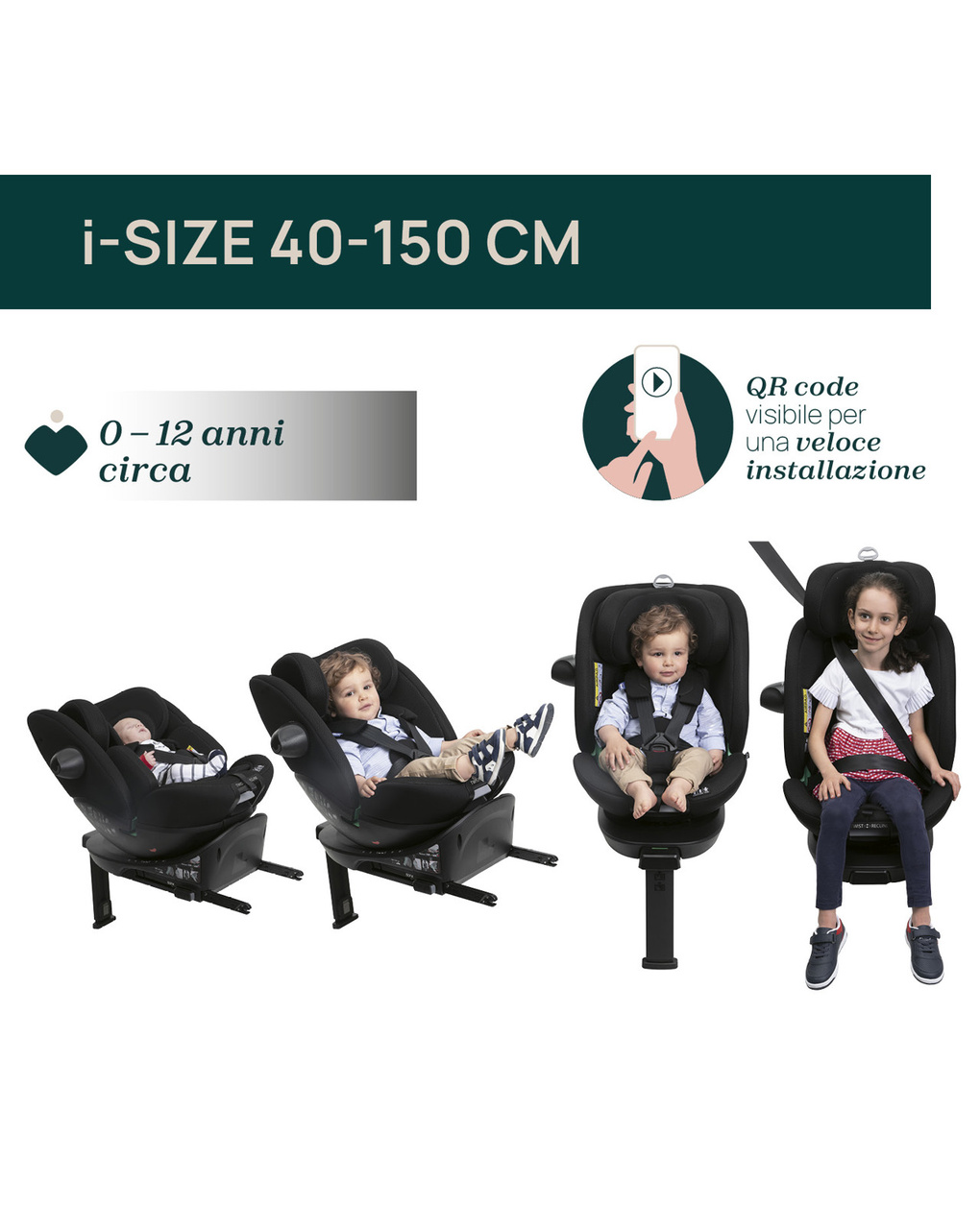 Seggiolino auto everone i-size black 40-150cm - chicco