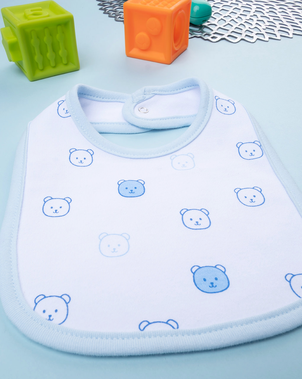 Bavaglino bimbo bianco/azzurro orsi