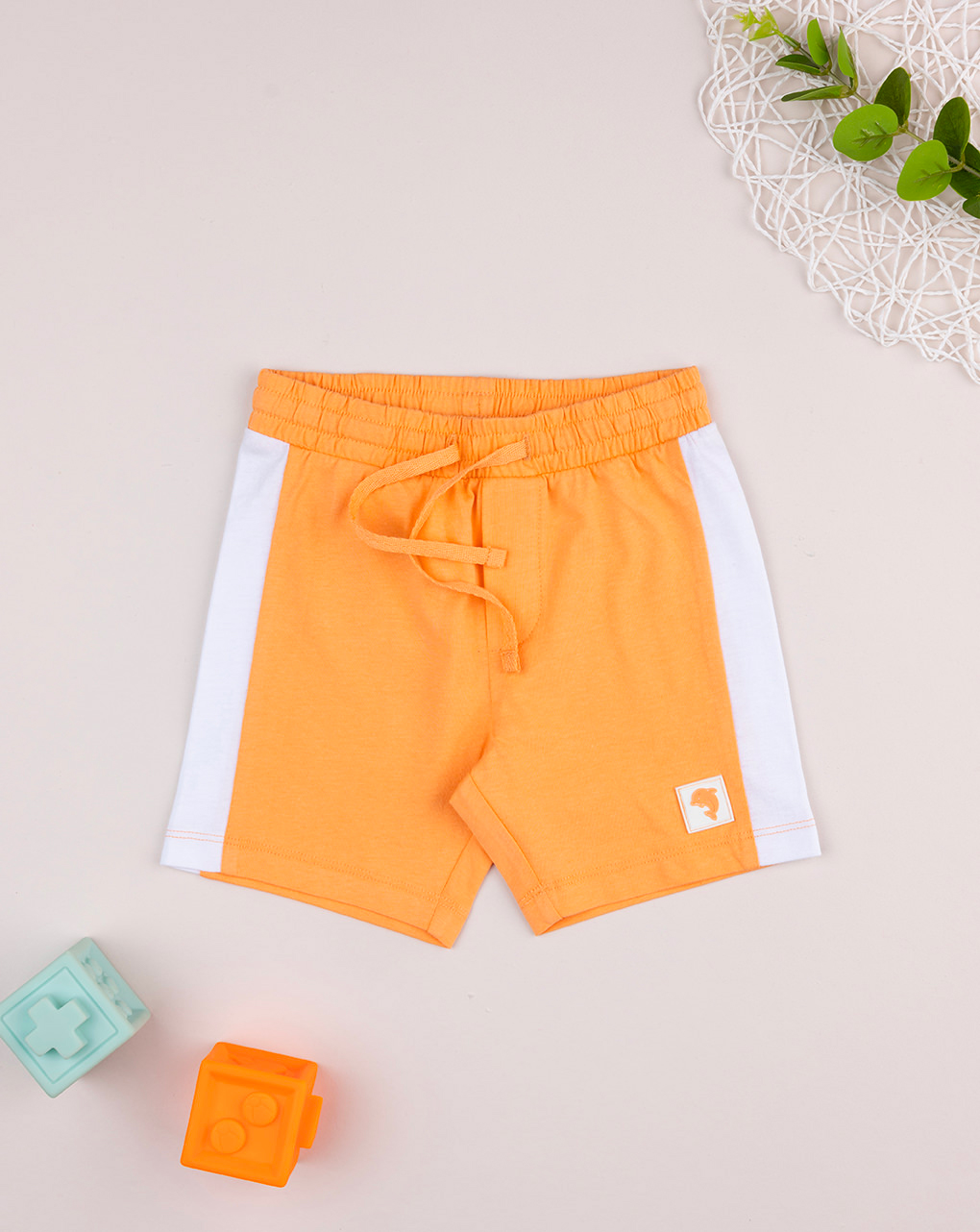 Shorts bimbo arancione/bianco