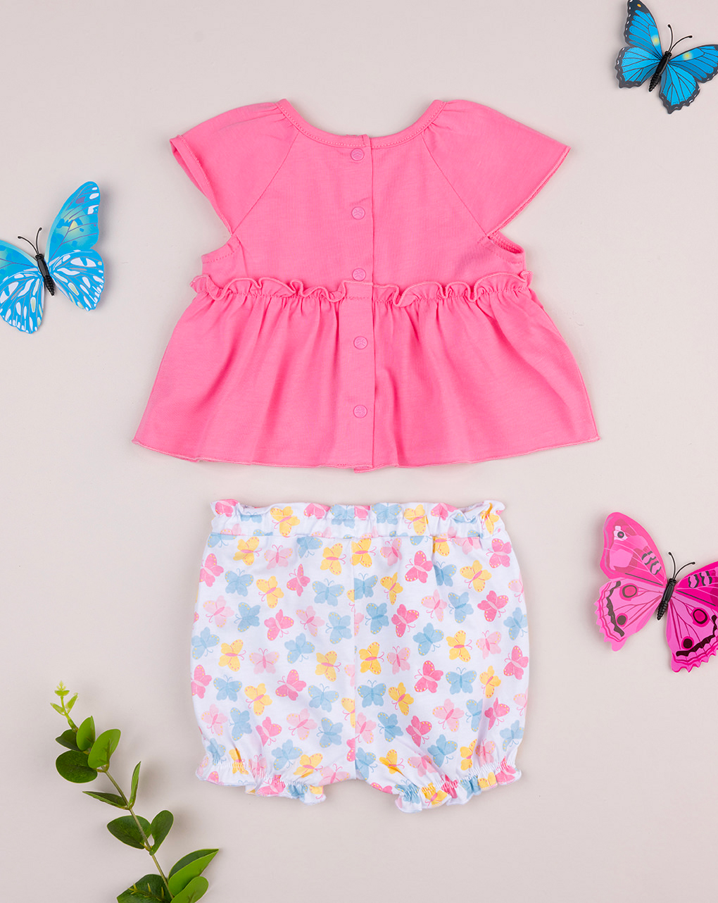Completo corto bimba farfalle allover