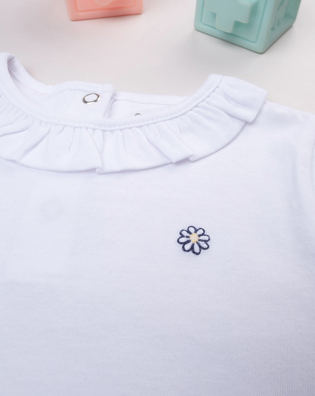 T-shirt bimba bianca margherita