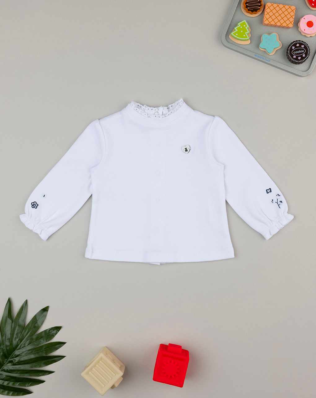 T-shirt bimba bianca con pizzo