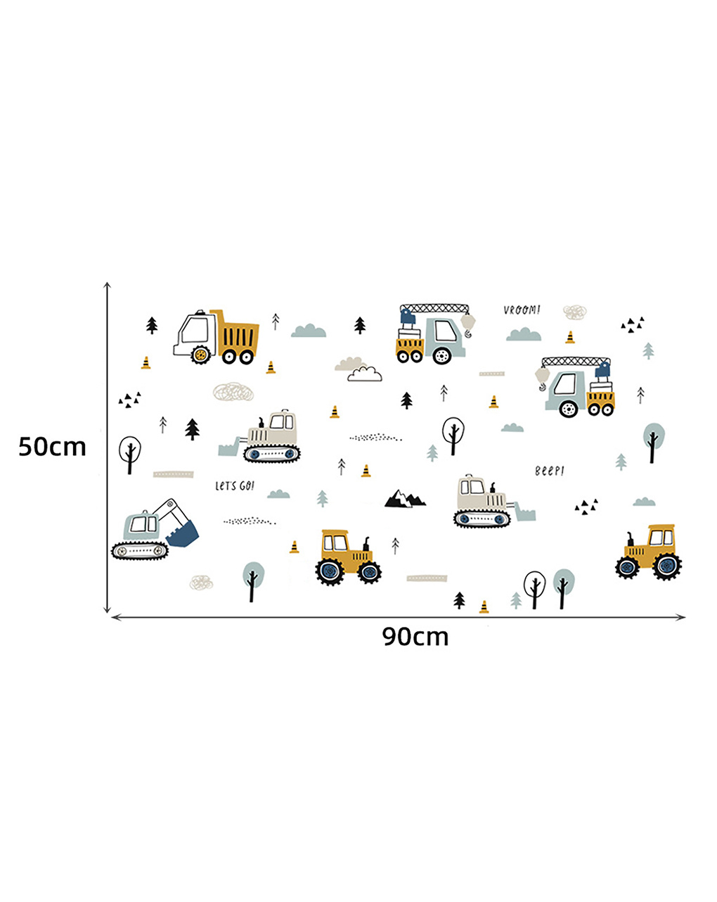 Adesivo decorativo da parete - trattori escavatori - autoadesivo - sipo