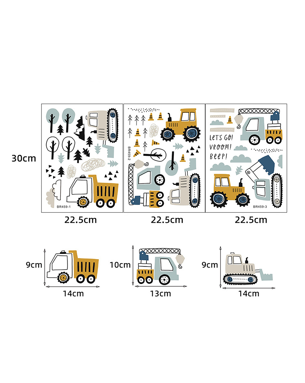 Adesivo decorativo da parete - trattori escavatori - autoadesivo - sipo
