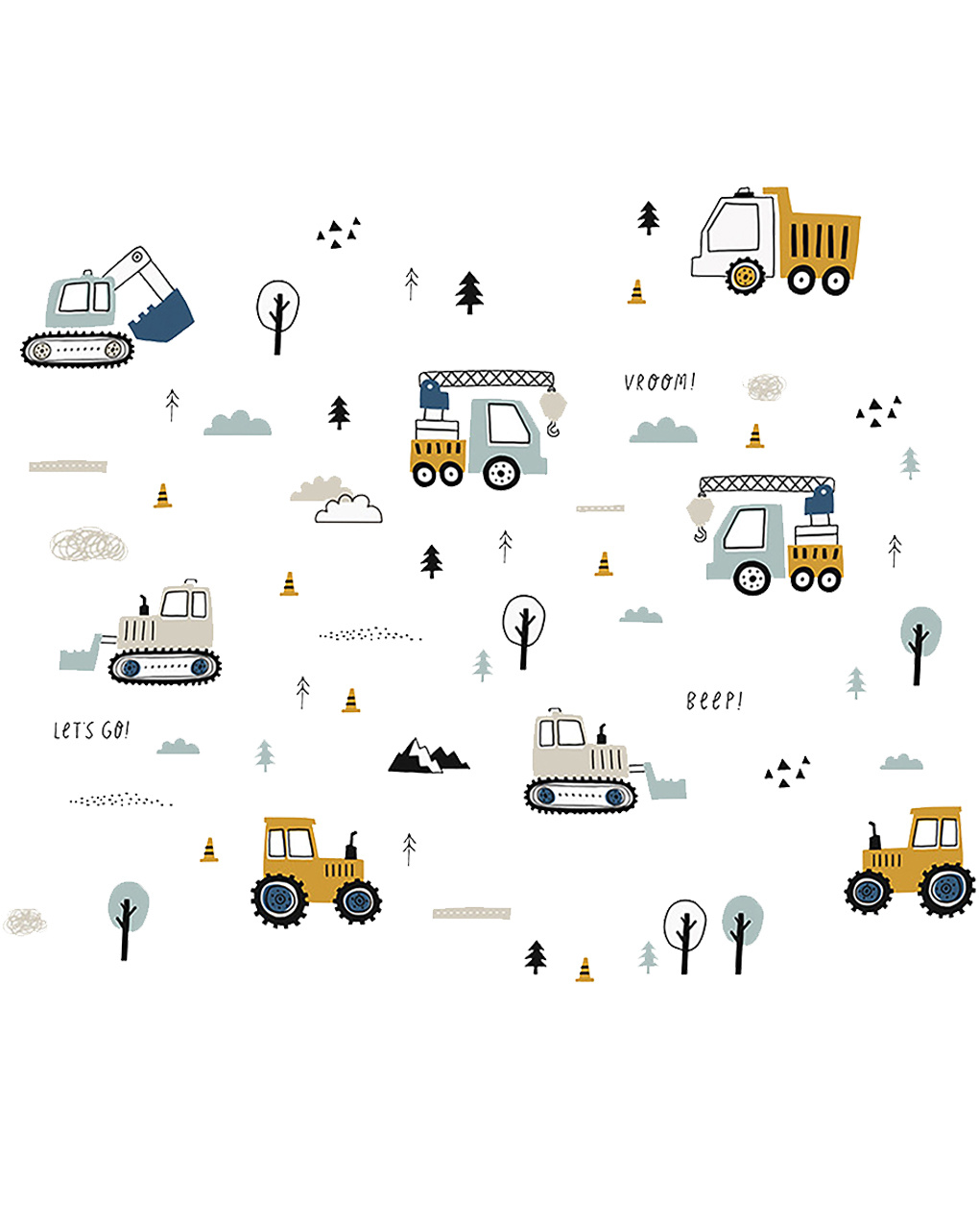 Adesivo decorativo da parete - trattori escavatori - autoadesivo - sipo