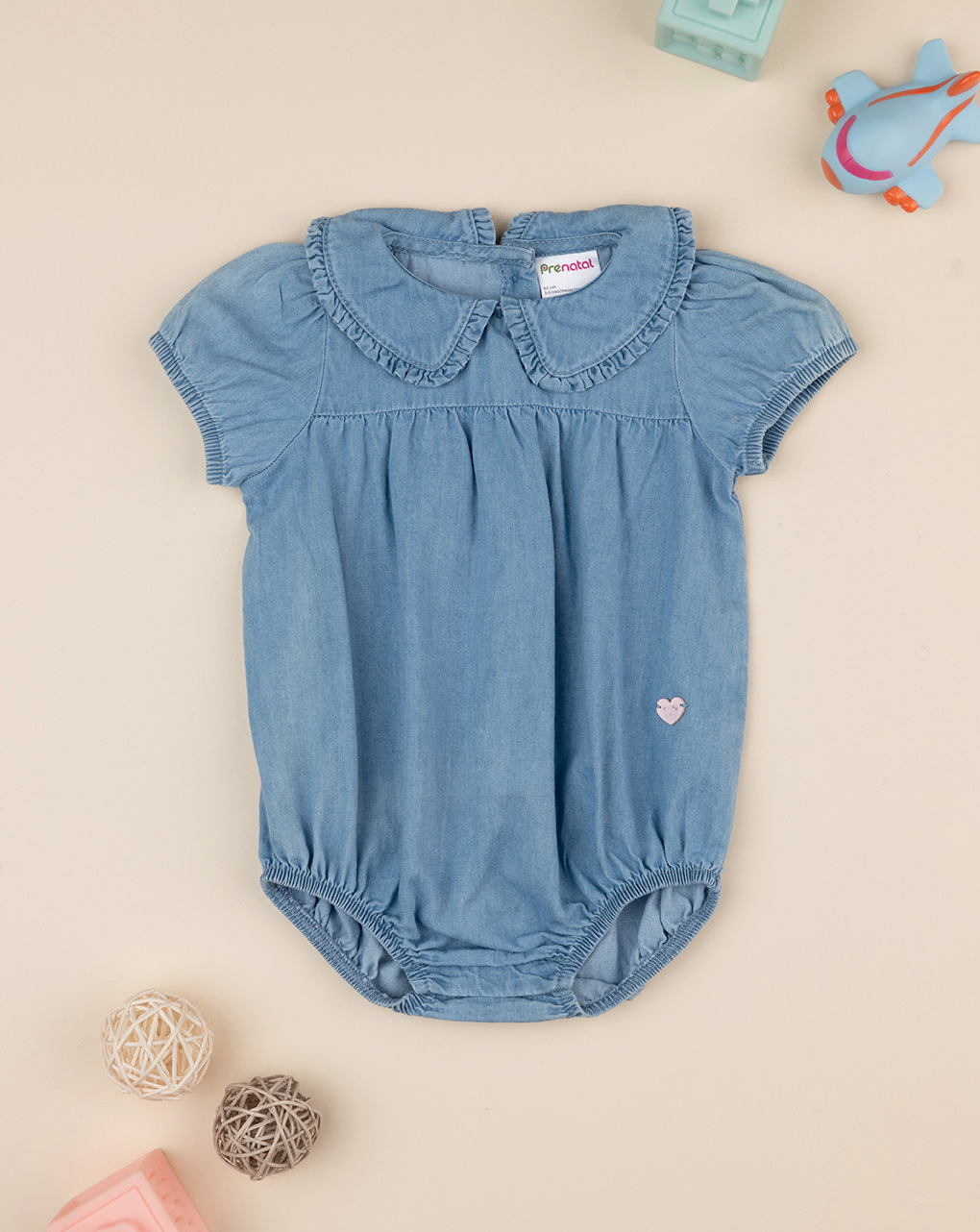 Pagliaccetto chambray bimba con colletto