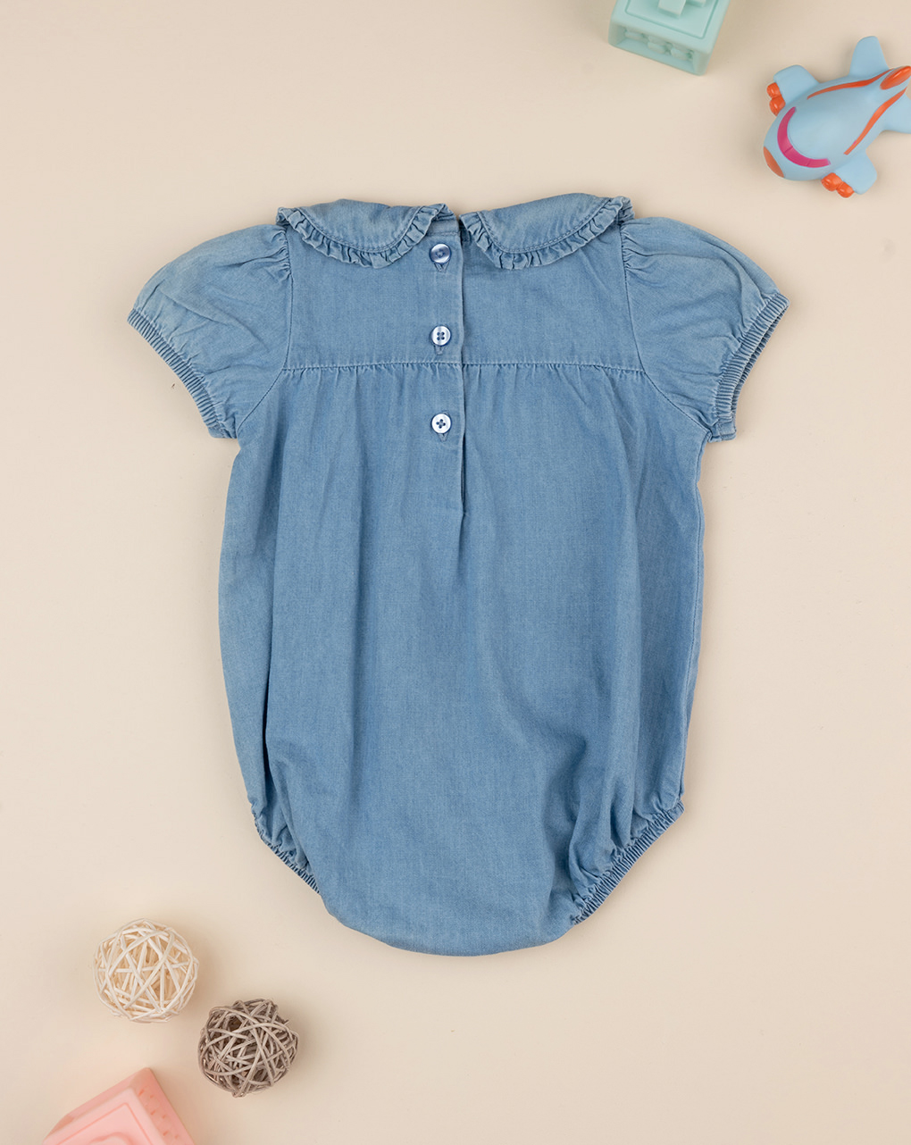 Pagliaccetto chambray bimba con colletto