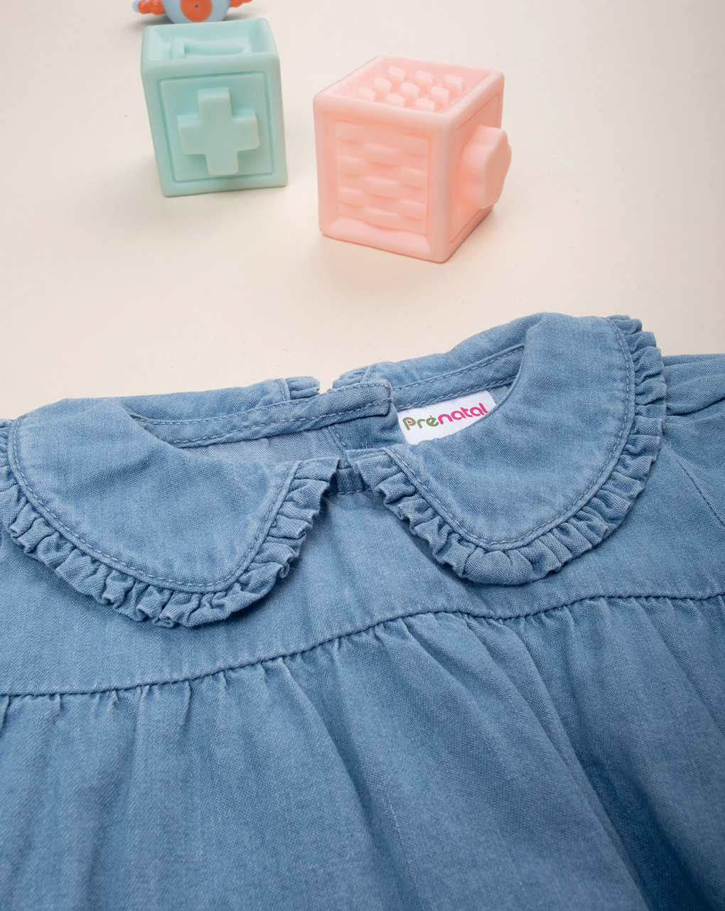 Pagliaccetto chambray bimba con colletto