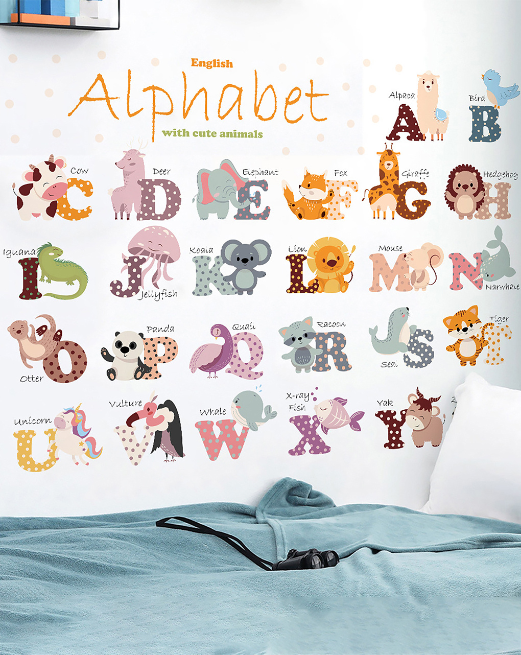 Adesivo decorativo da parete - alfabeto degli animali - autoadesivo - sipo