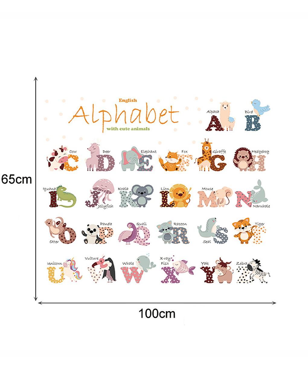 Adesivo decorativo da parete - alfabeto degli animali - autoadesivo - sipo