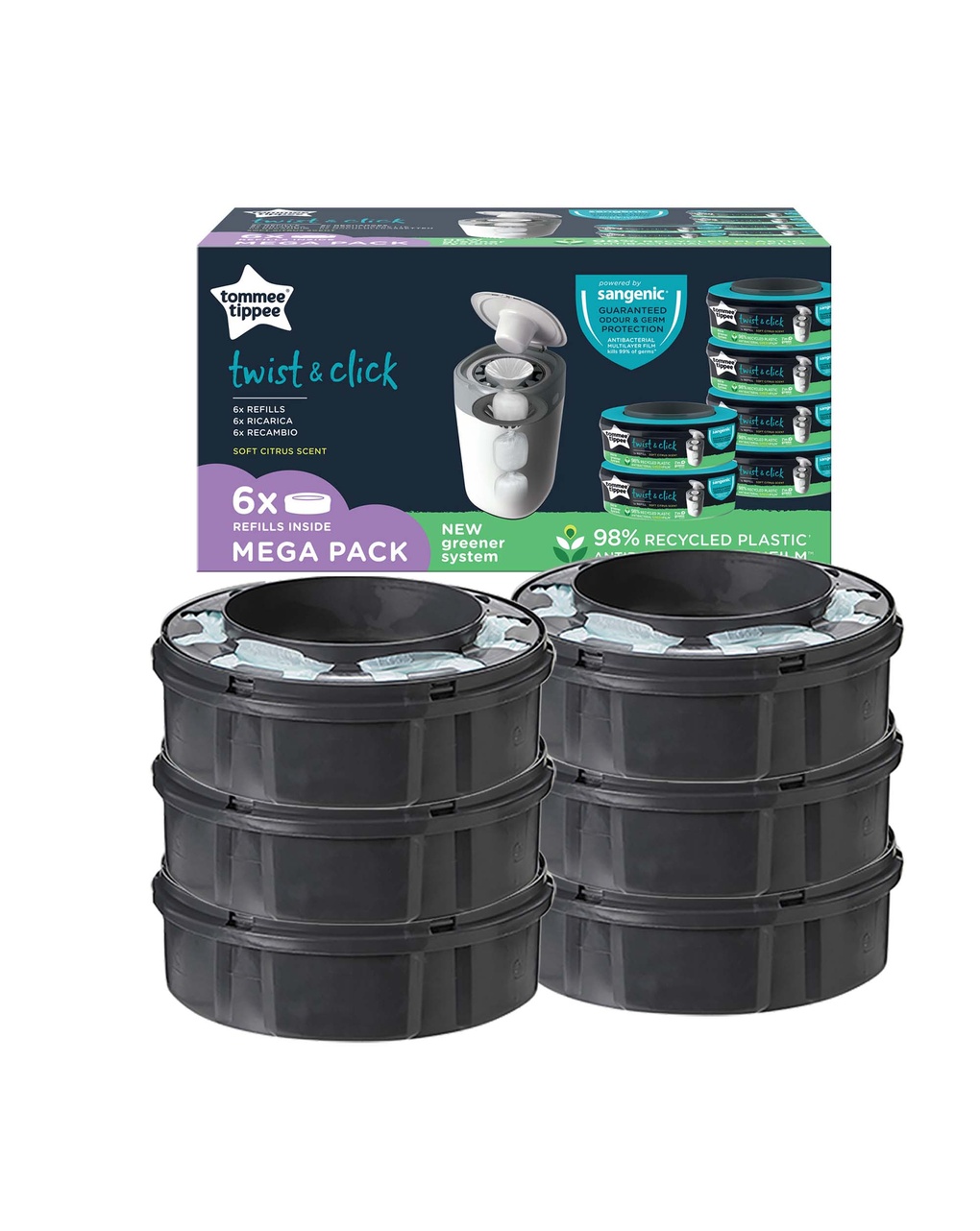 Ricariche twist and click advanced confezione da 6 - tommee tippee