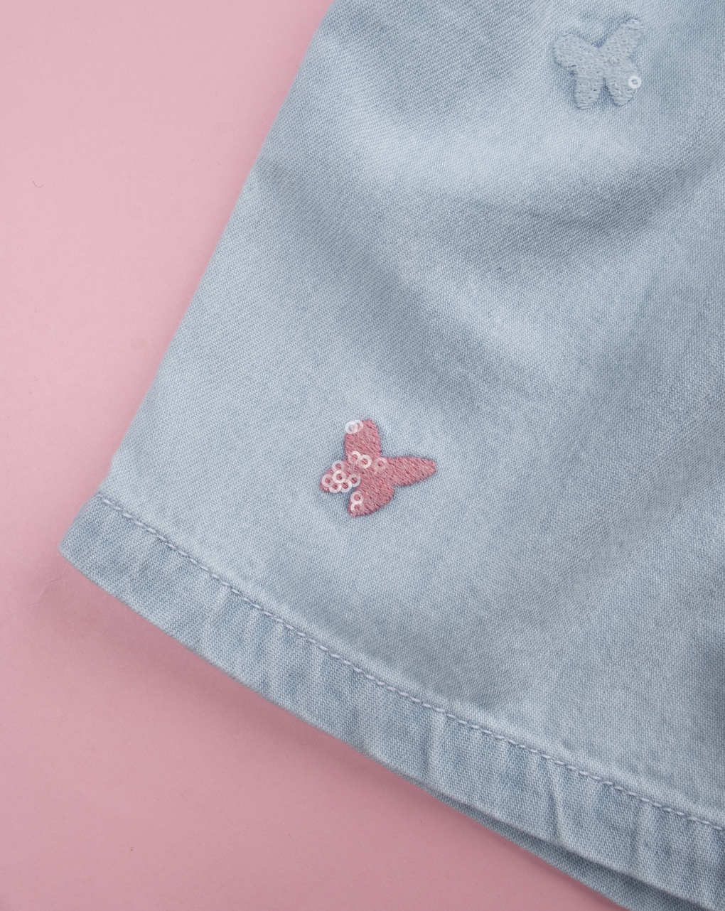 Tutina bimba denim farfalle