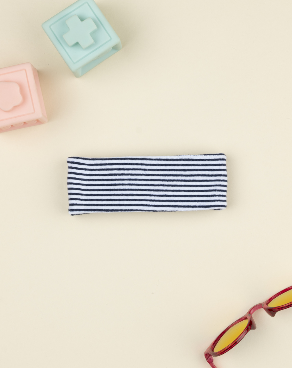 Fascia capelli neonata righe bianco/blu
