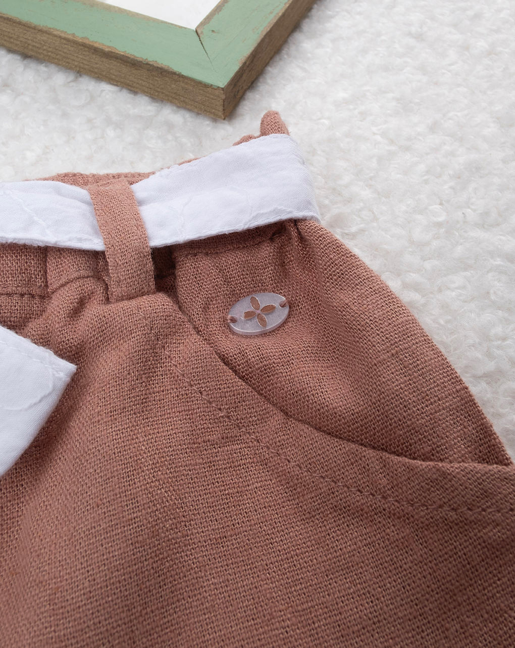 Shorts bimba marrone fusciacca bianca