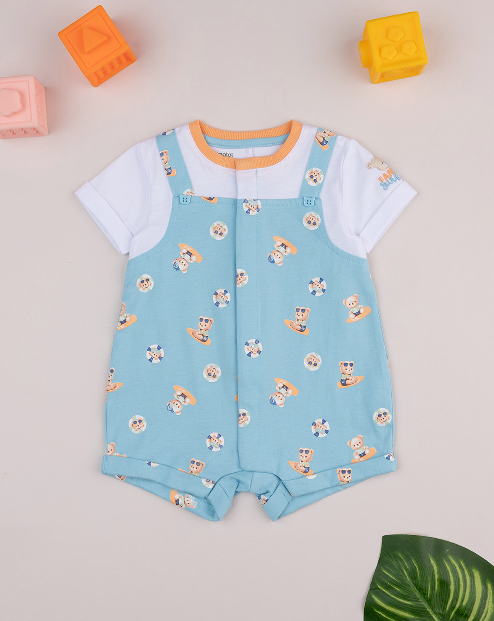 Pagliaccetto bimbo azzurro/bianco con stampa allover