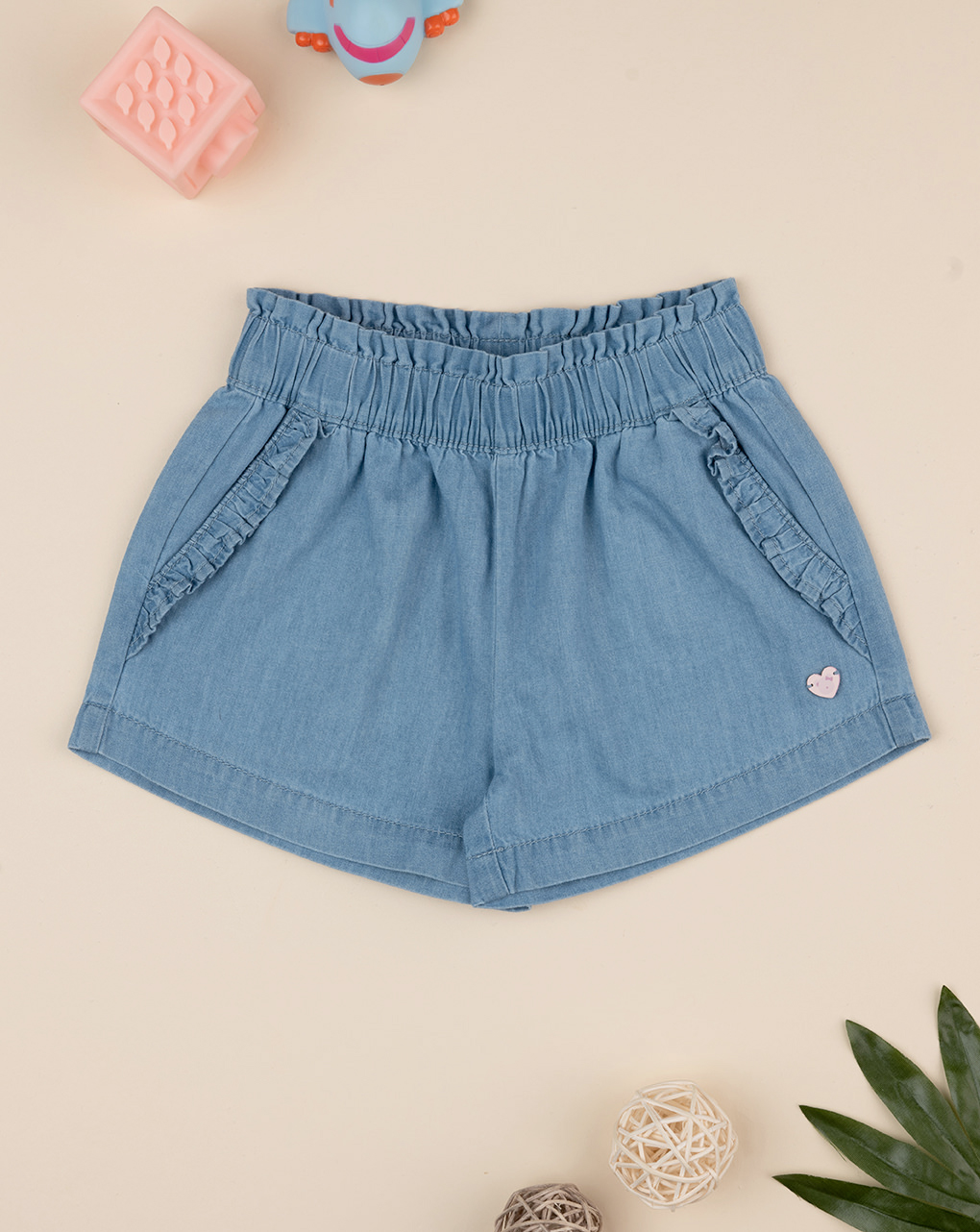 Shorts chambray chiaro bimba