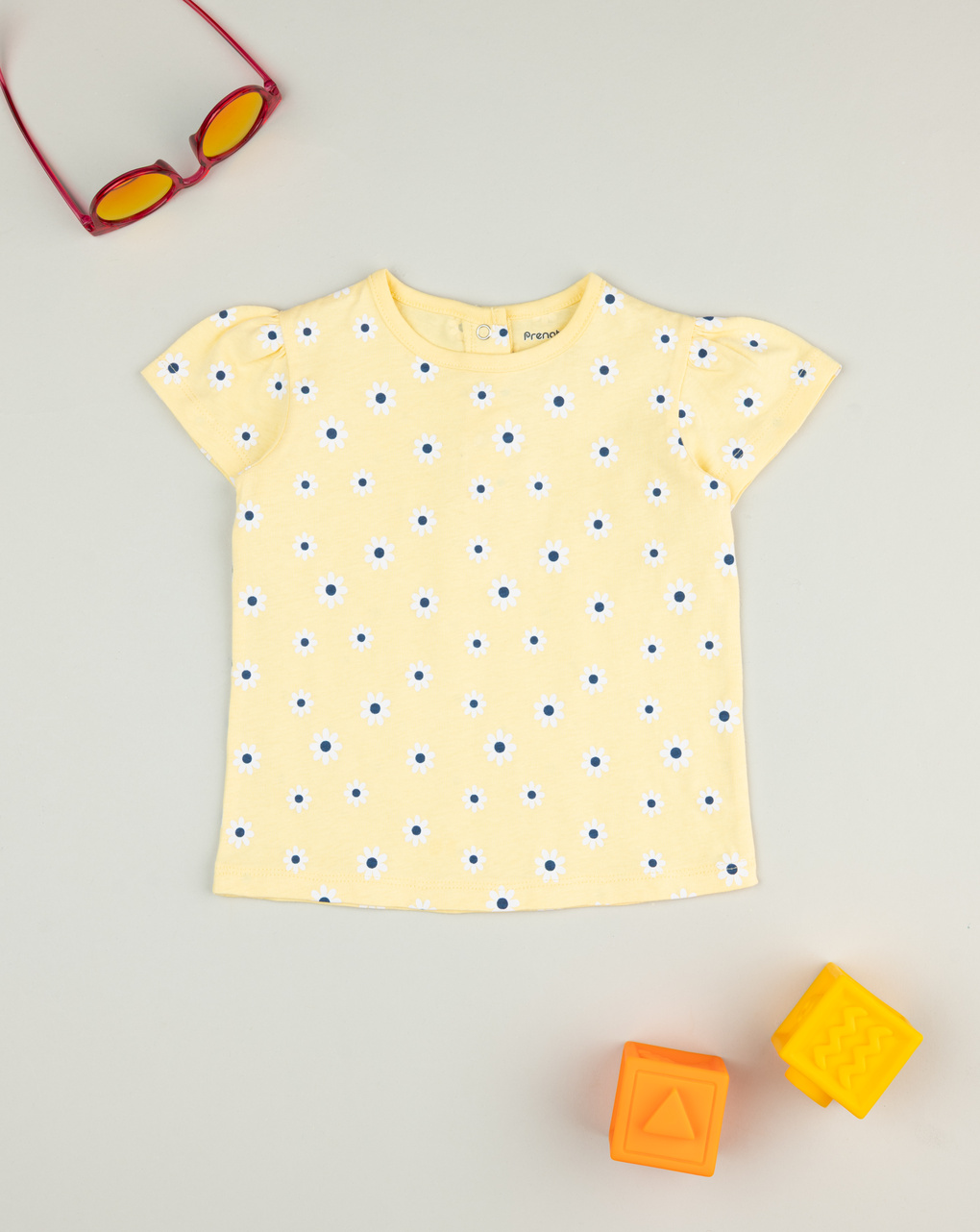 T-shirt gialla maniche corte bimba margherite