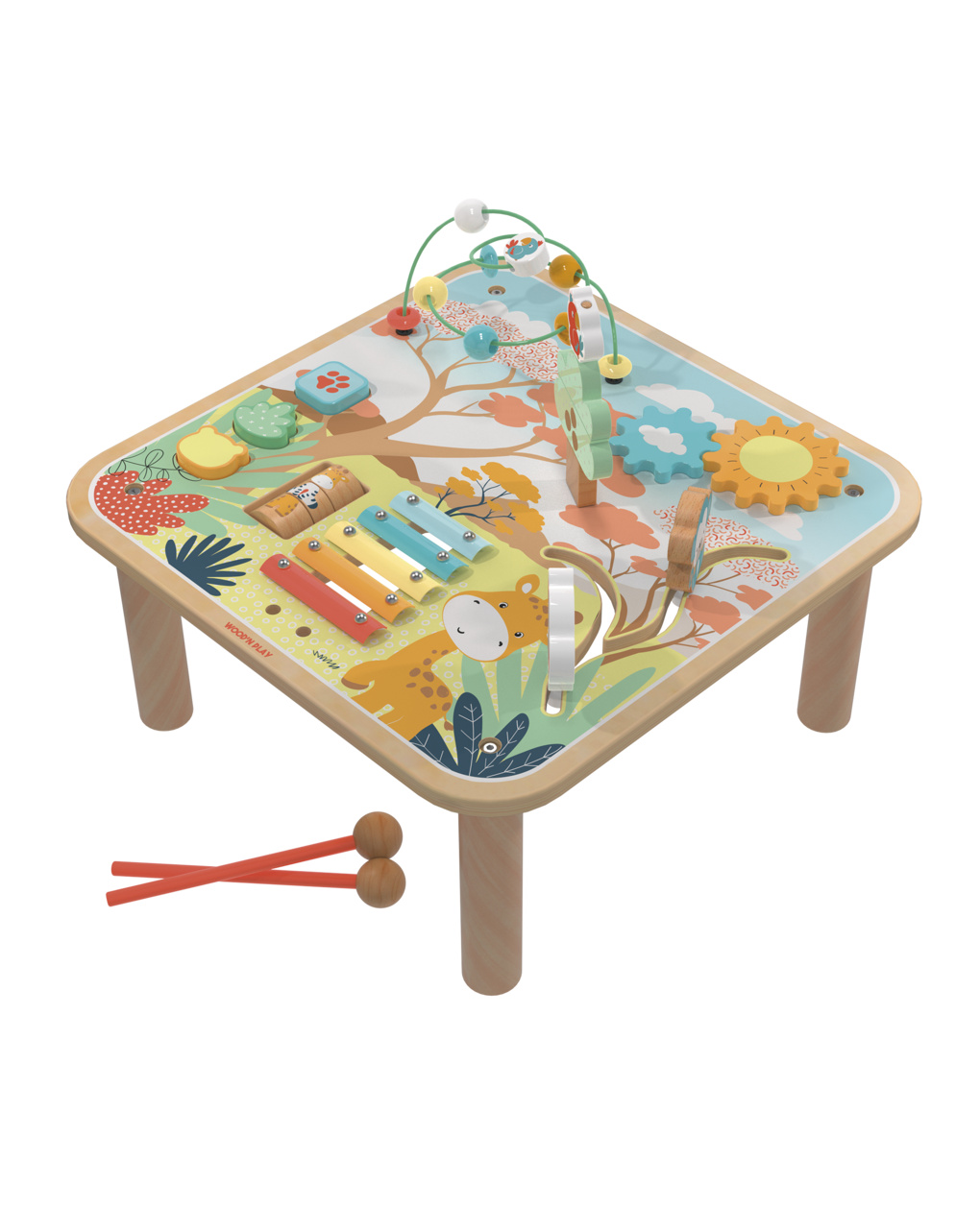 Tavolino multiattività savana in legno - 18m+ - wood " n" play
