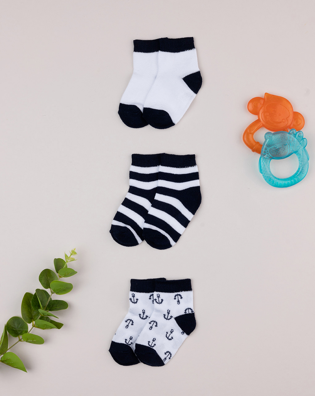 Pack 3 calze corte bimbo bianco/blu