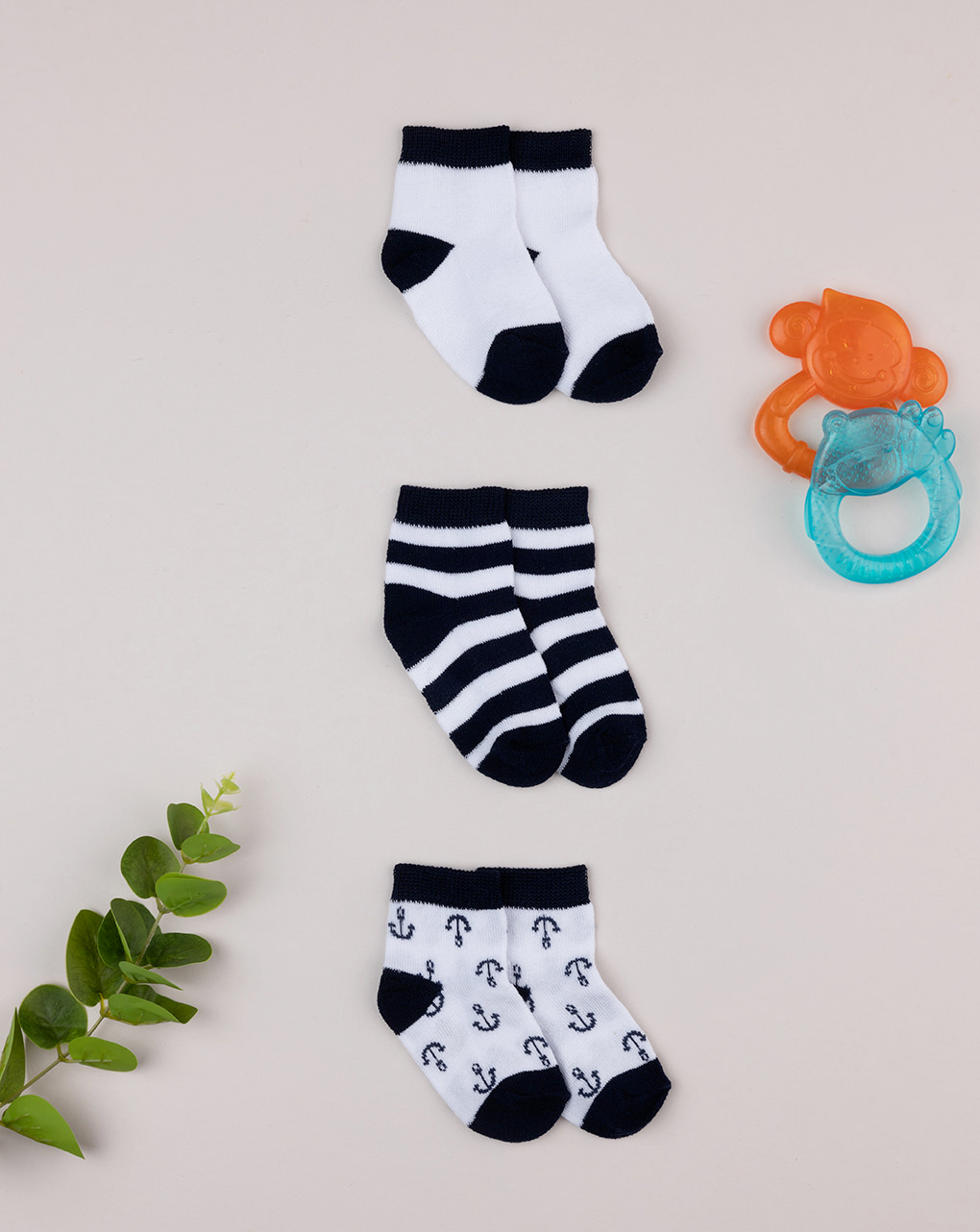 Pack 3 calze corte bimbo bianco/blu