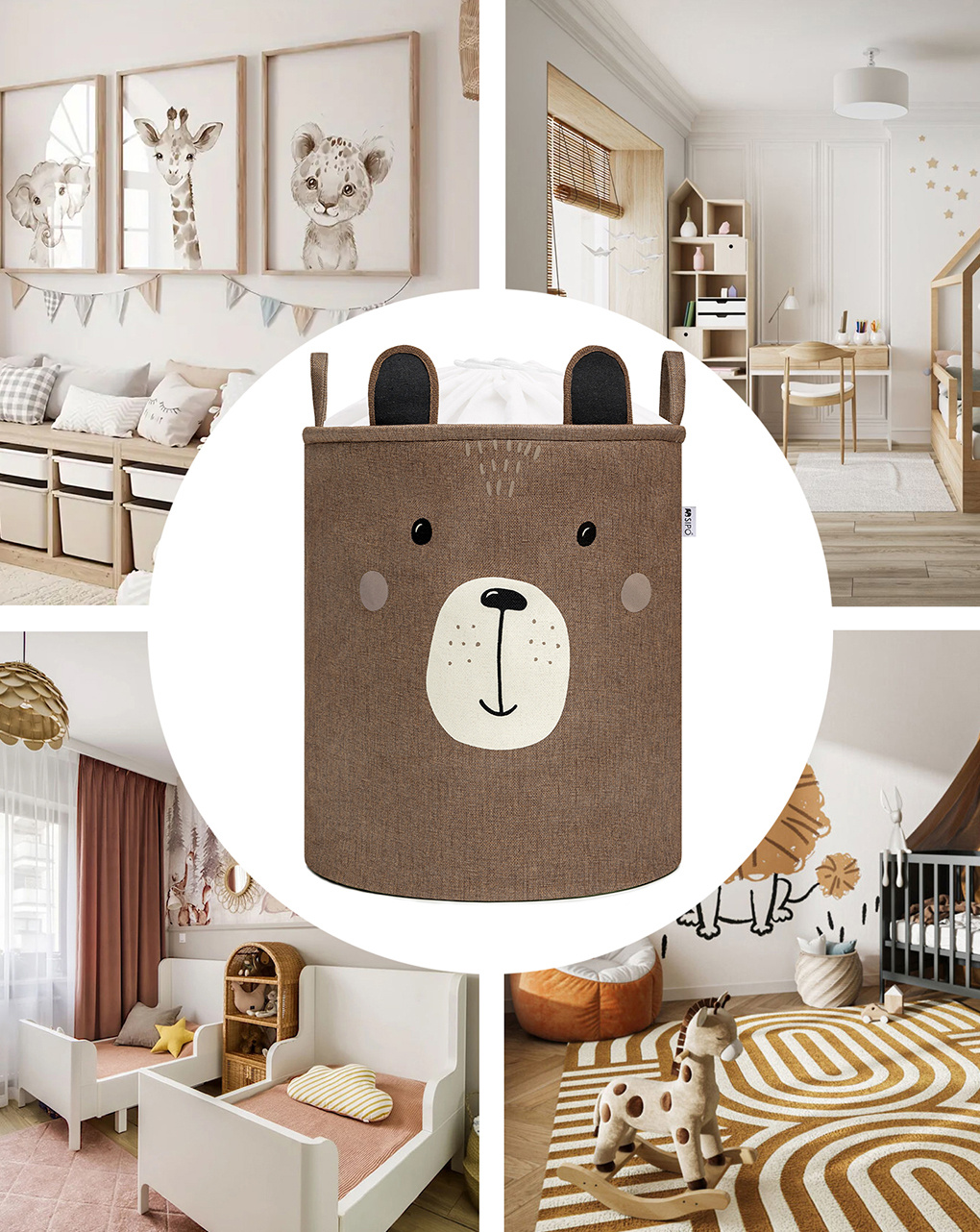 Cestino portaoggetti premium orso bruno xxl - chiusura a coulisse - 63 l - sipo