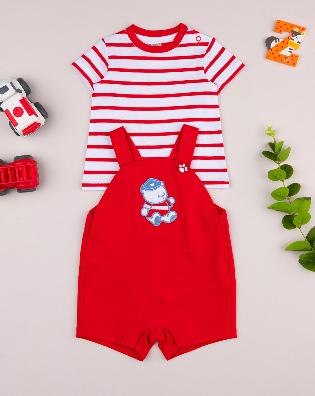 Completo corto bimbo rosso marinaretto