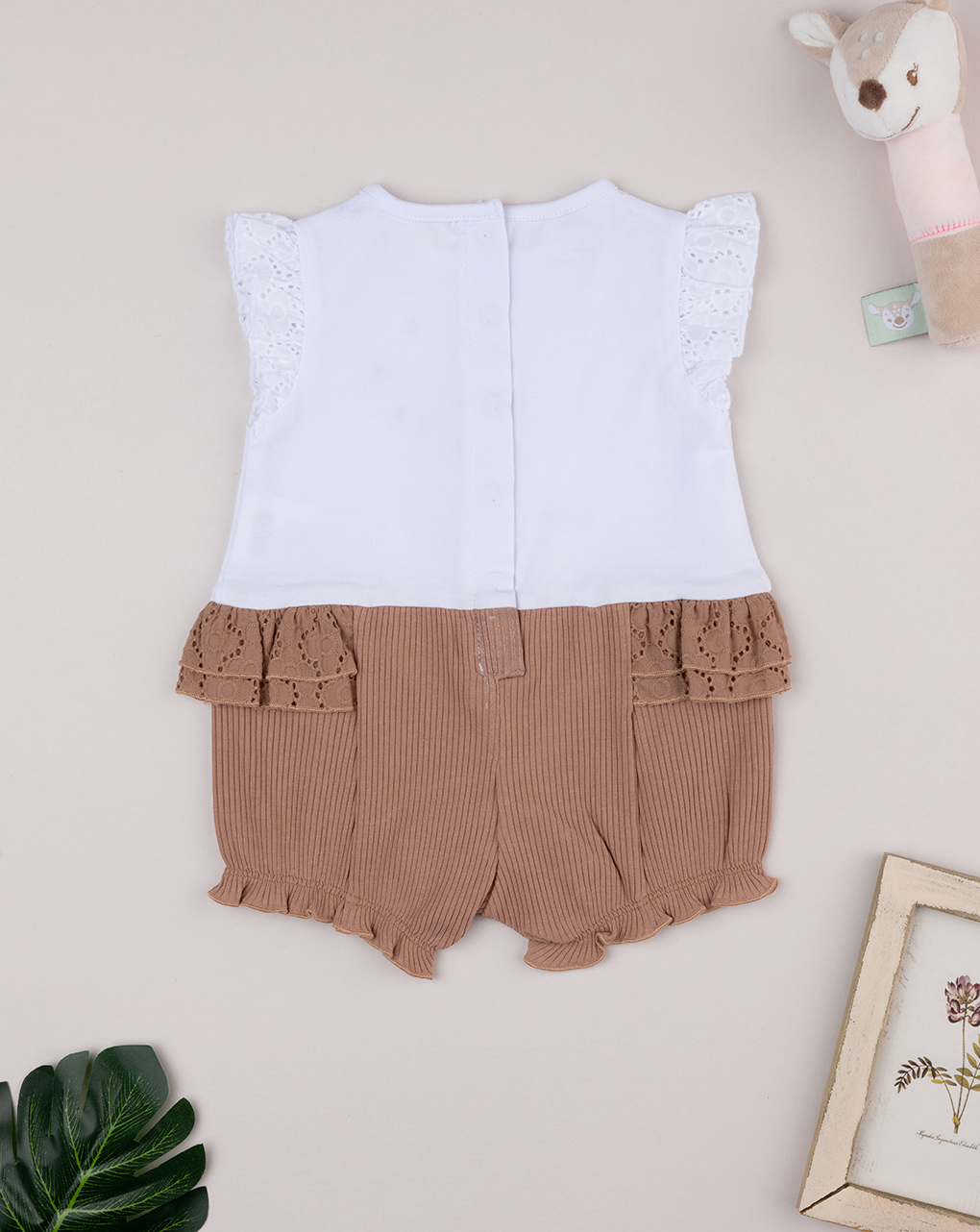 Pagliaccetto bimba bianco/marrone