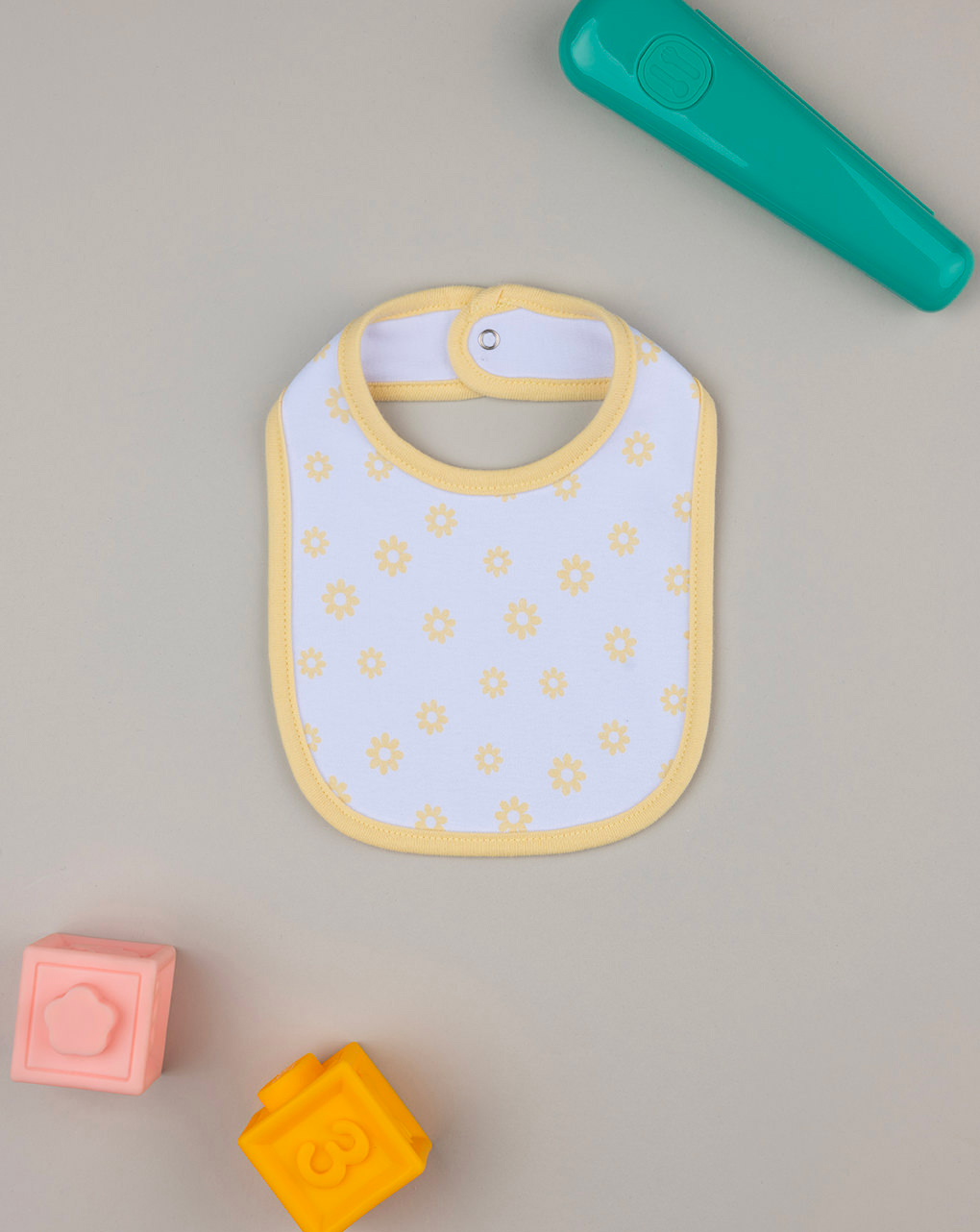 Bavaglino bimba bianco/giallo margherite