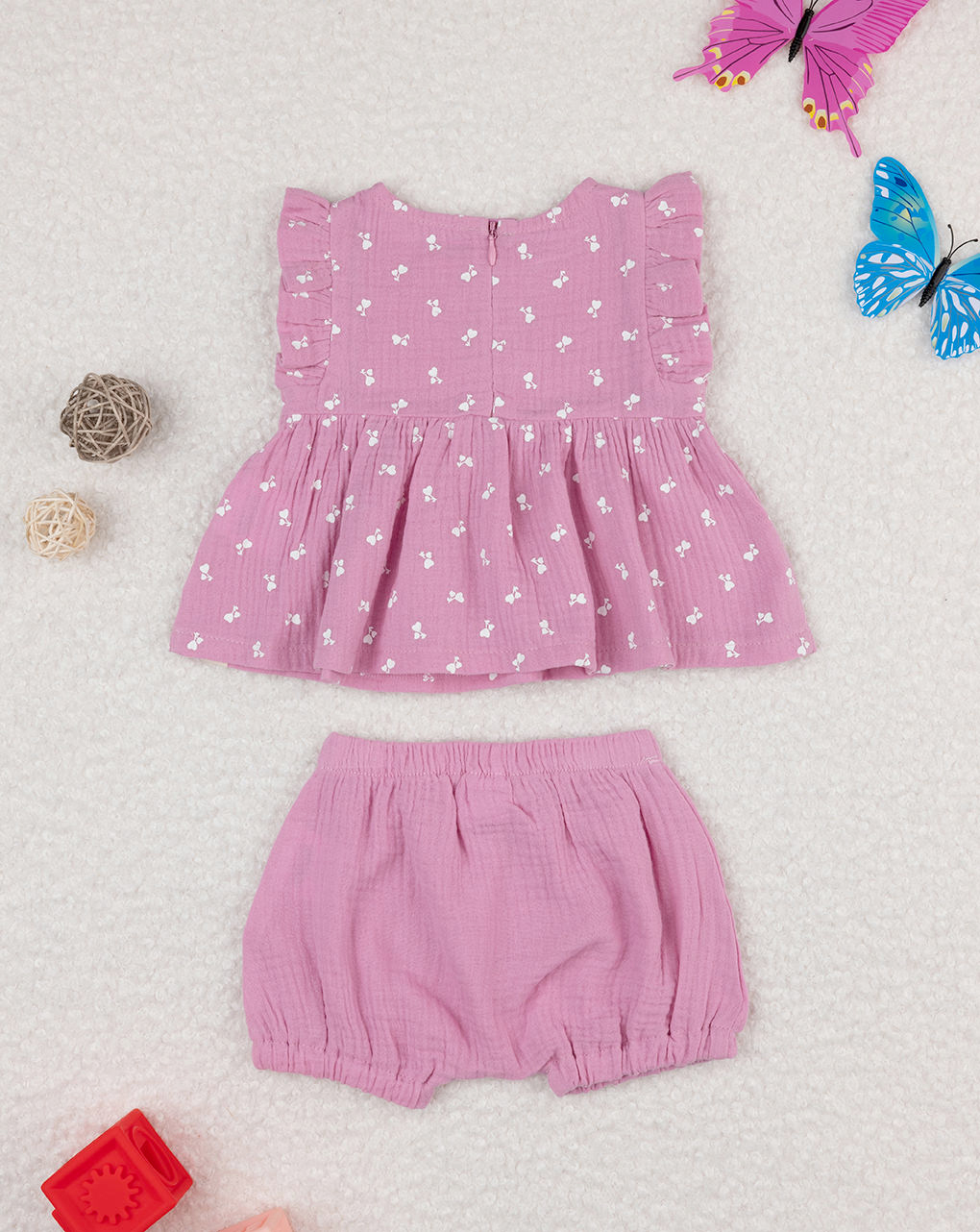 Completo bimba rosa con allover