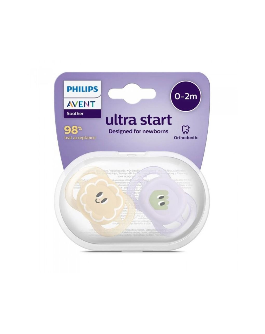 Ultra start scf075/07 ciuccio notturno in viola/giallo - philips
