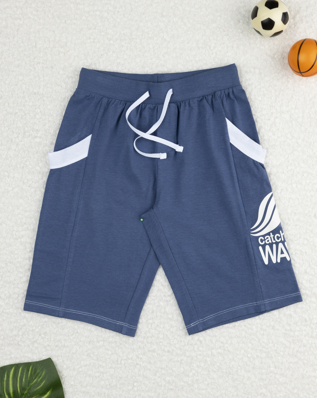 Shorts bimbo blu con stampa