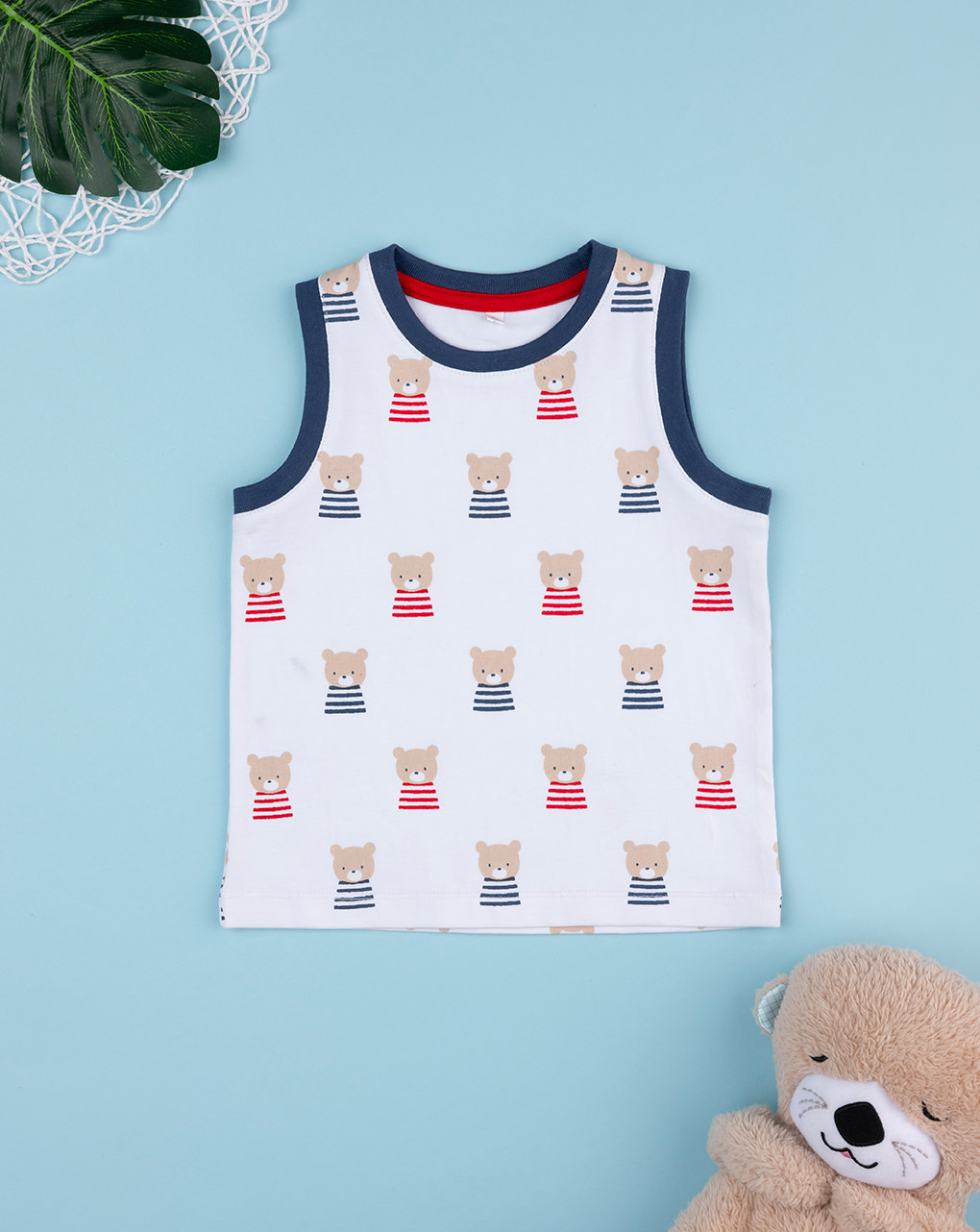 Canotta bimbo bianca orsetti allover