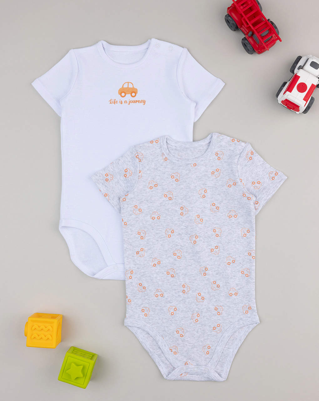 Pack 2 body bimbo mezza manica bianco/grigio