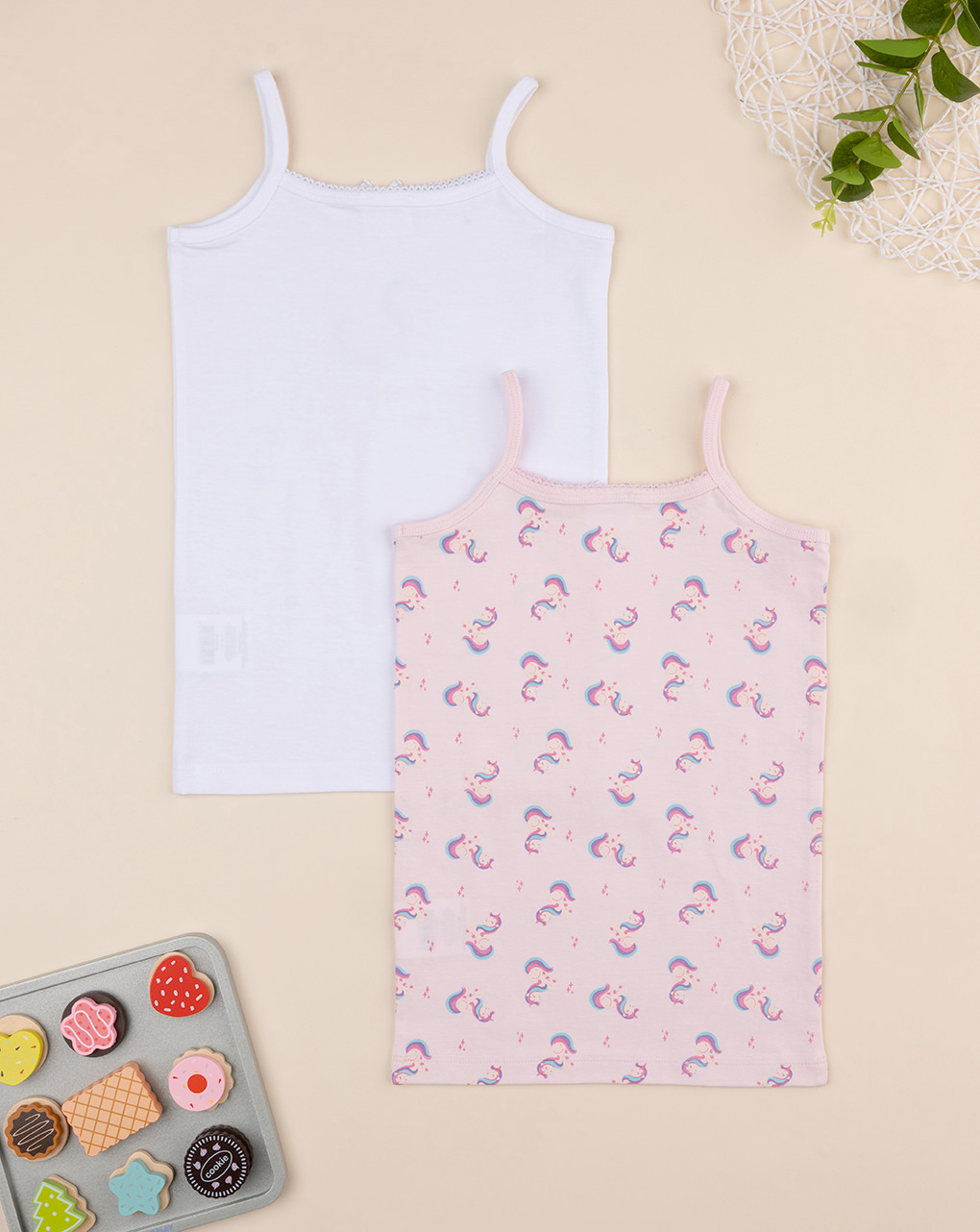 Pack 2 canotte intime bambina unicorni