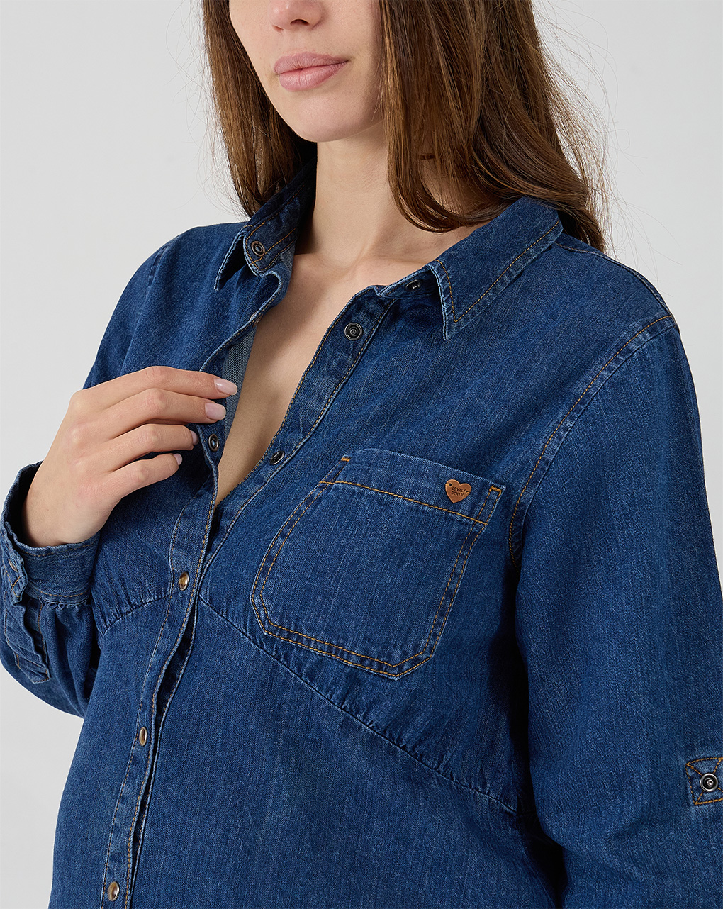 Abito premaman allattamento in denim con bottoni