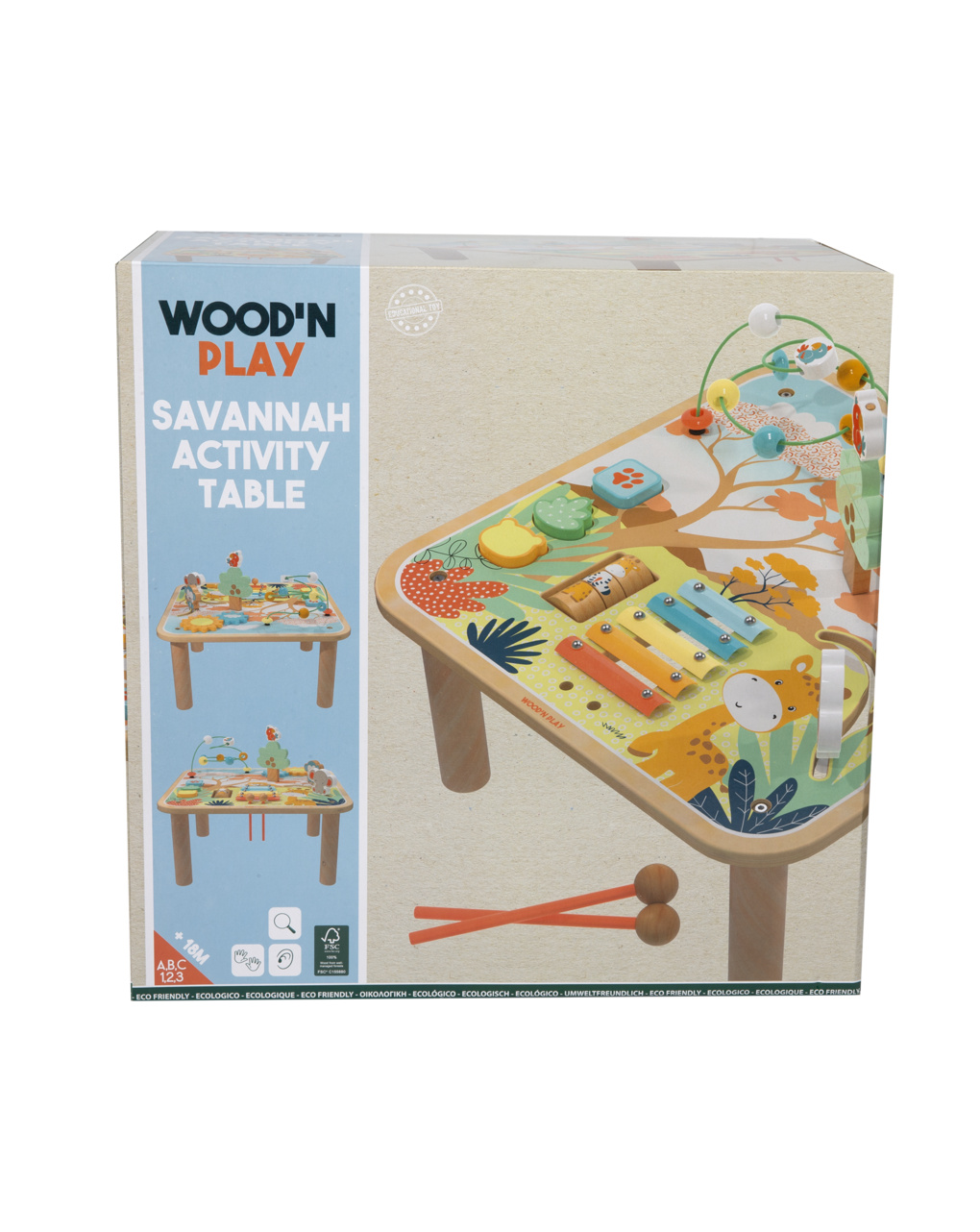 Tavolino multiattività savana in legno - 18m+ - wood " n" play