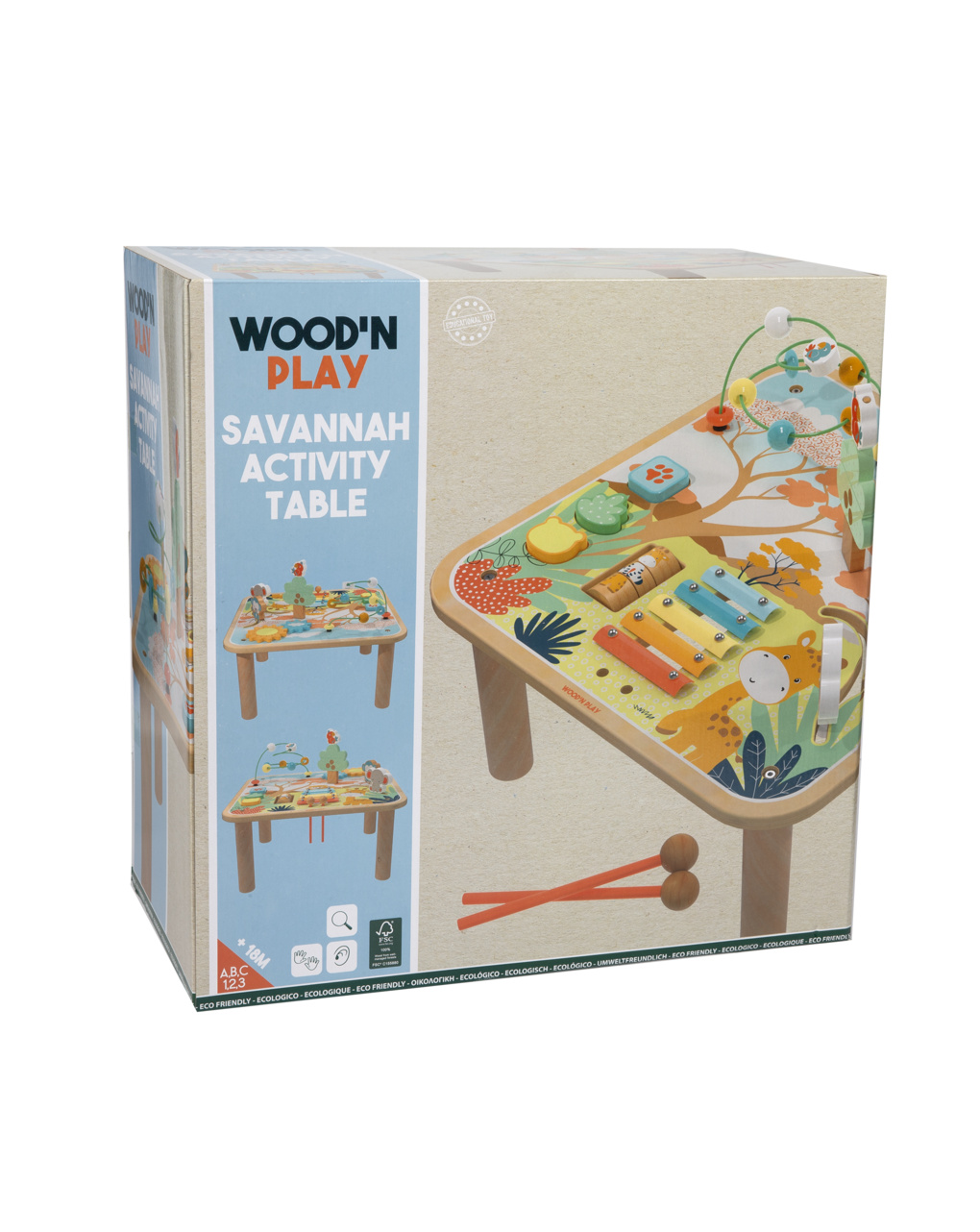 Tavolino multiattività savana in legno - 18m+ - wood " n" play