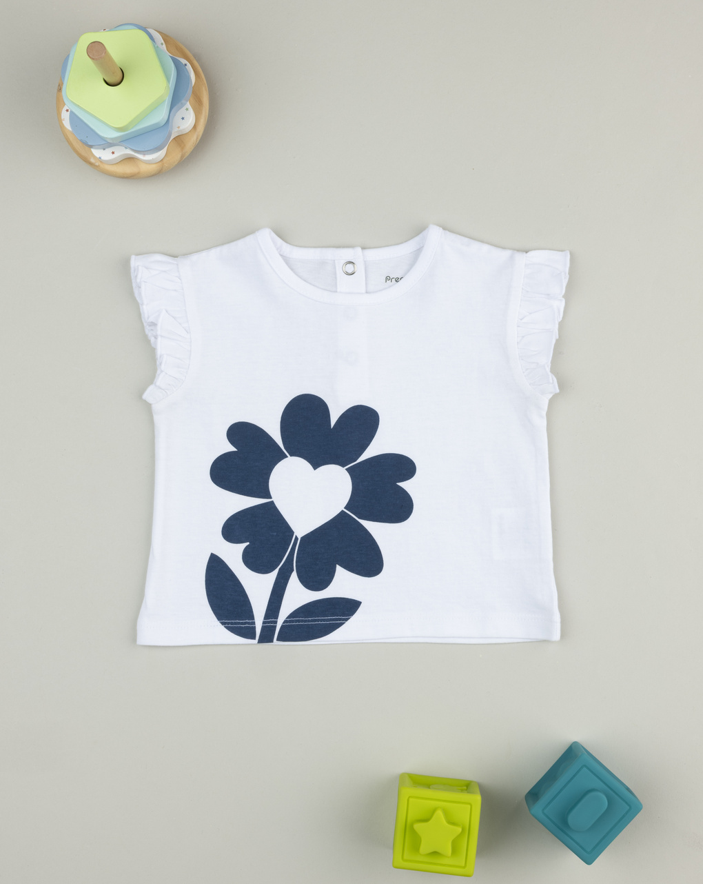 T-shirt bimba fiore blu