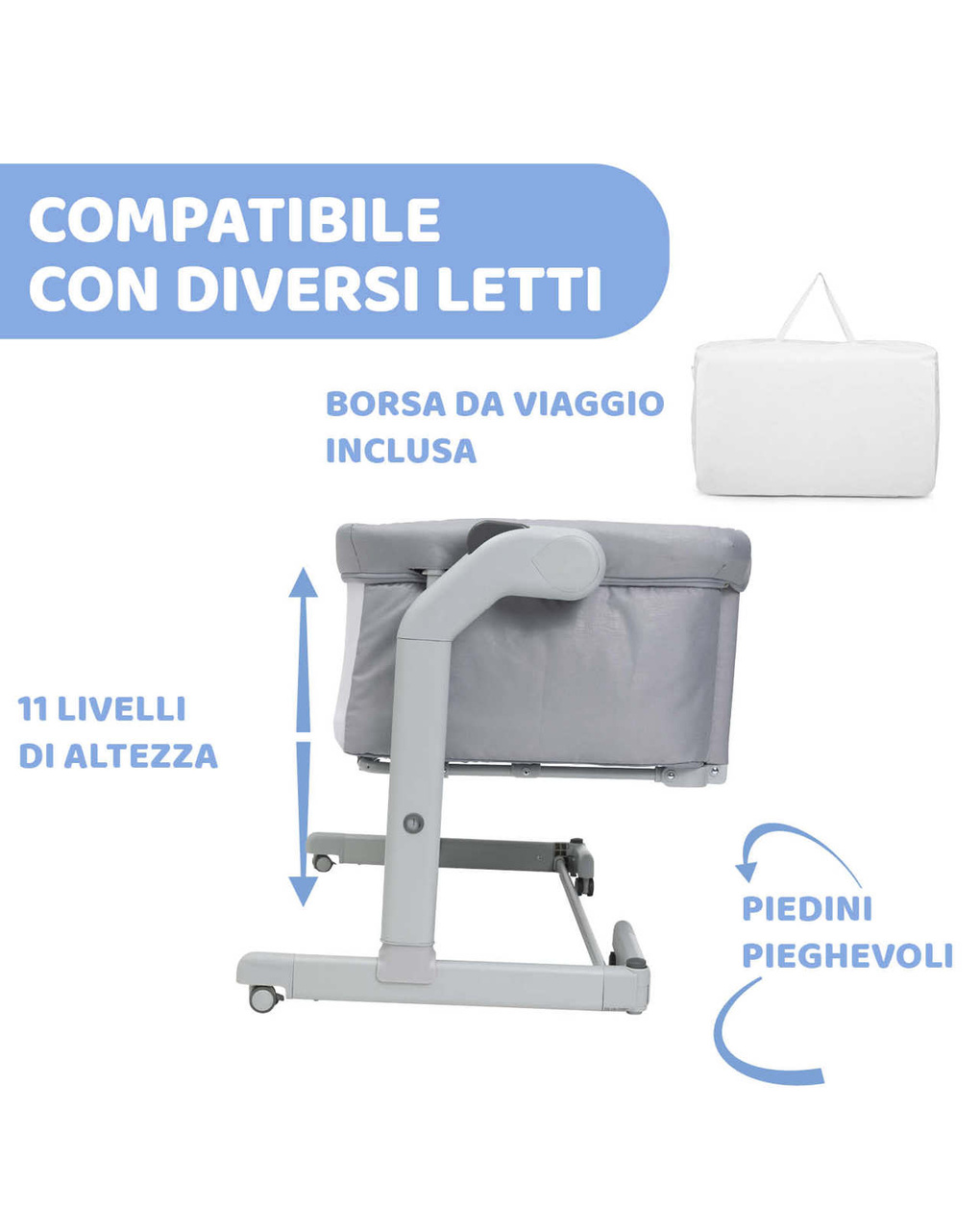 Culla next2me magic evo grey mist - chicco