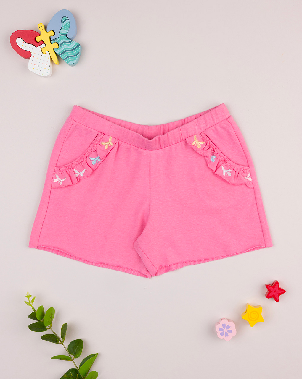 Short bimba rosa farfalle