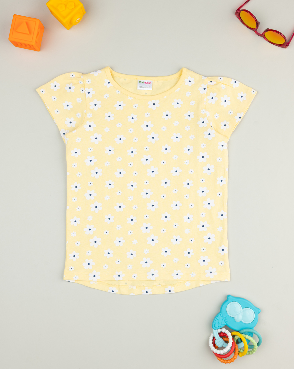 T-shirt gialla bambina margherite