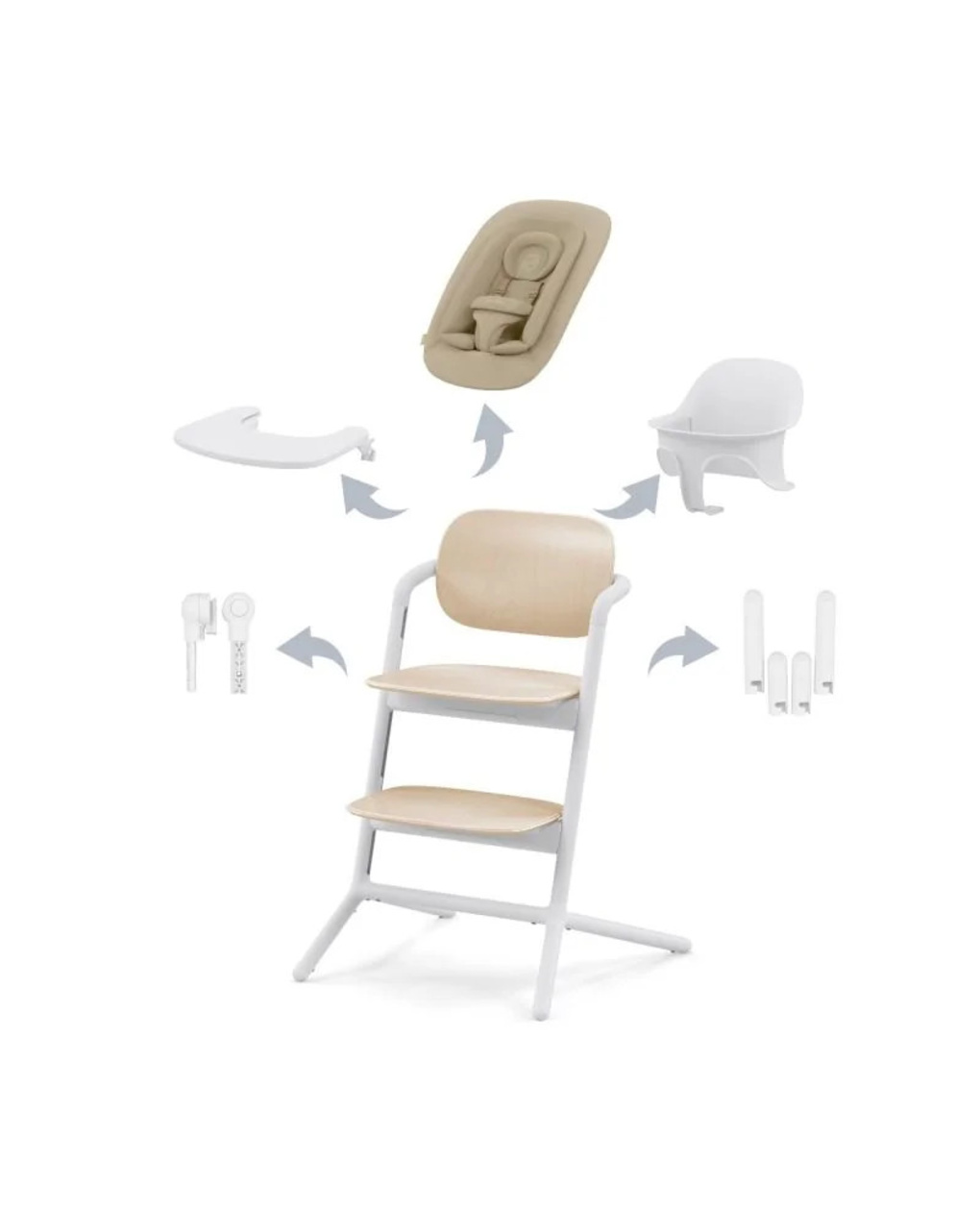 Lemo 4in1 sedia evolutiva con sdraietta e accessori pappa - sand white - cybex gold
