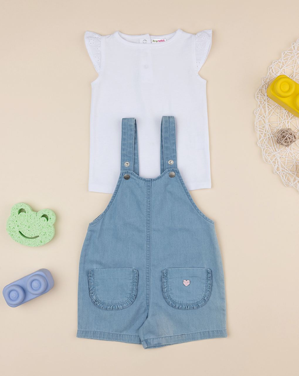 Completo salopette bimba con t-shirt